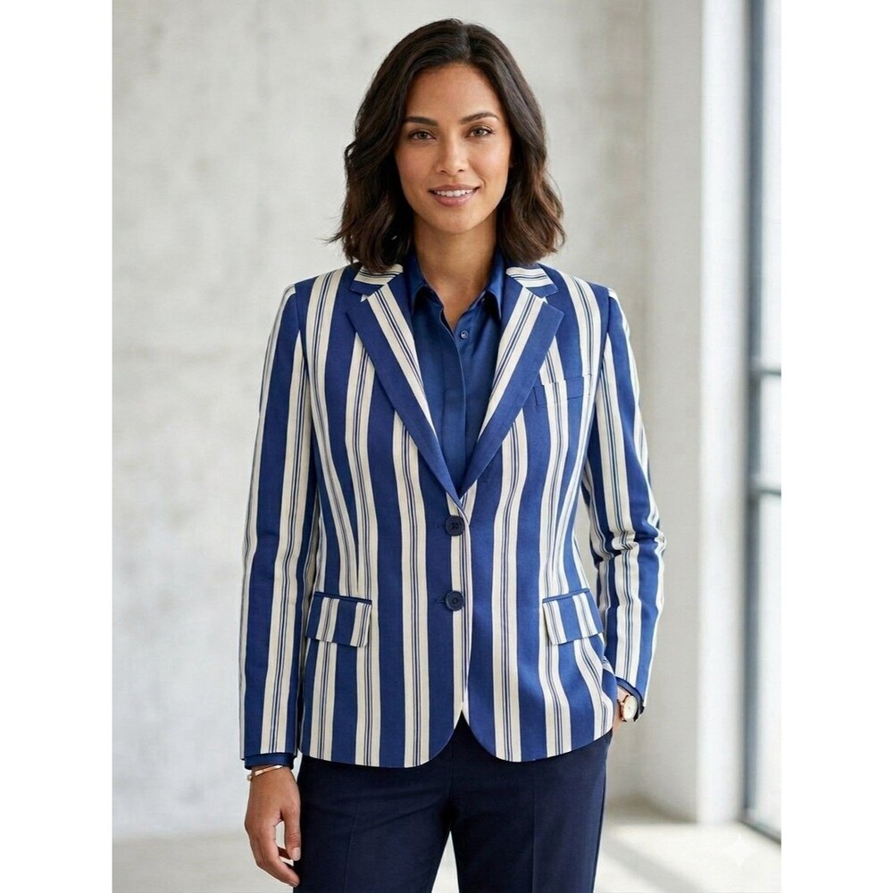 Polo Ralph Lauren Women’s Blue Striped Blazer Size 14